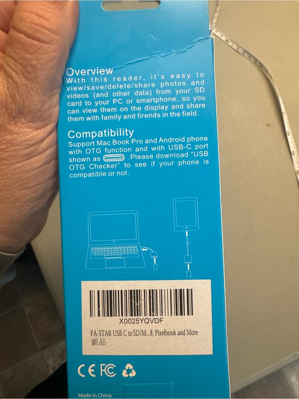FA-STAR USB-C to SD/MicroSD Card Reader - Bright‎ Blue